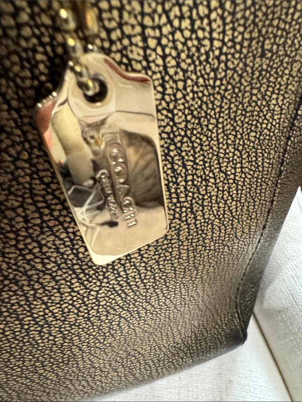 Coach Metallic Bronze Double-Handle Tote & Gold hang tag